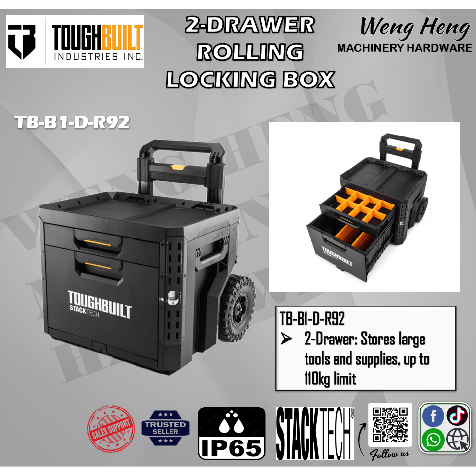 Toughbuilt StackTech 2-Drawer Rolling Locking Box - TB-B1-D-R92 ...