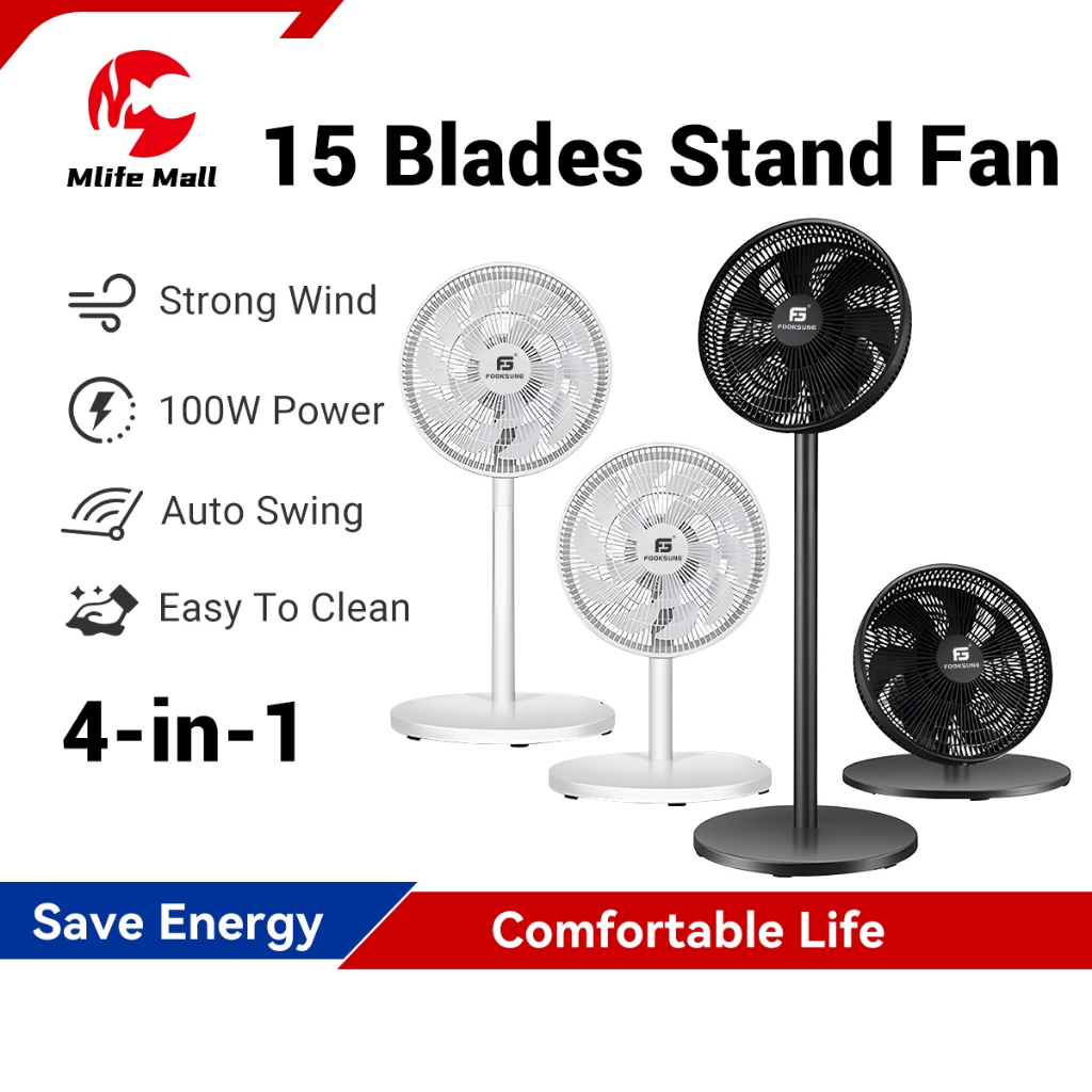 Fooksung 15 Blade Electric Stand Fan Adjustable Fan Table Fan |Kipas ...