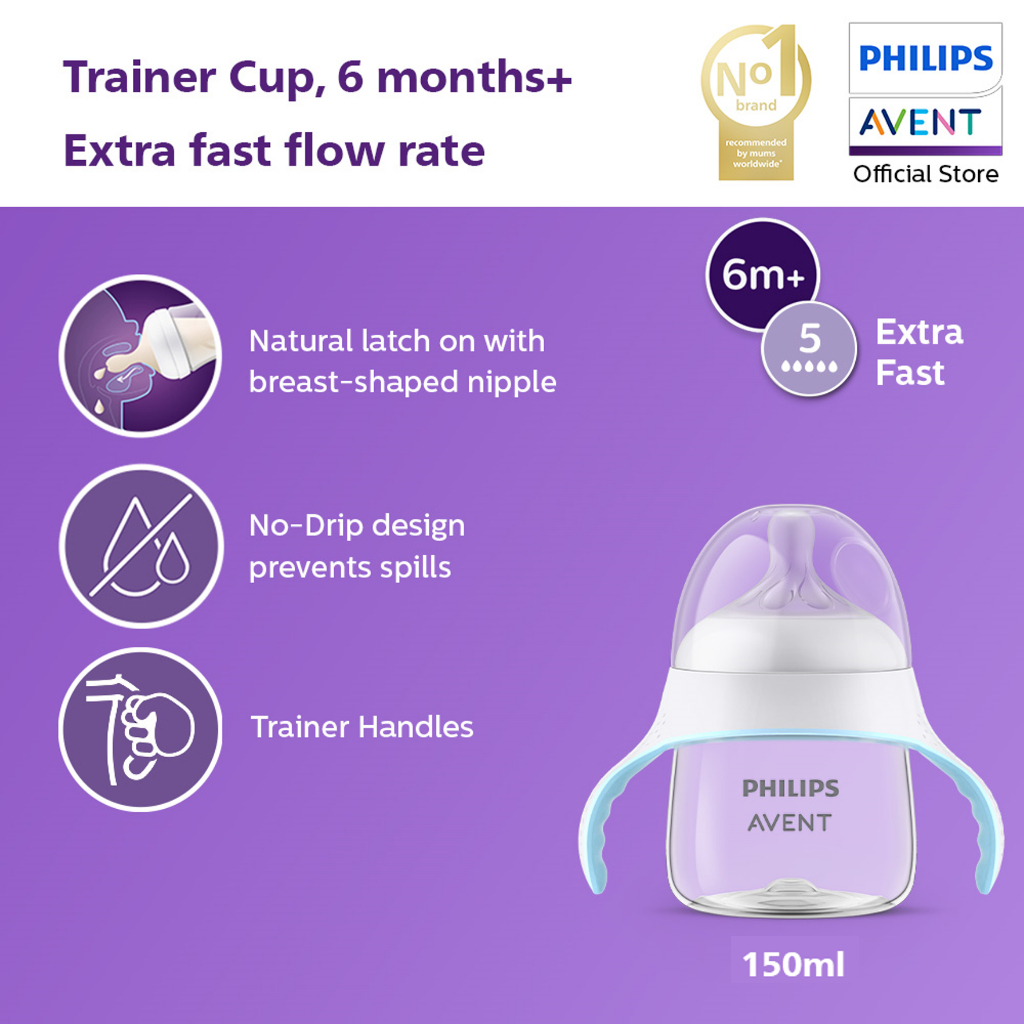 Philips Avent Natural Response Extra Fast Flow Trainer Cup with Handles ...