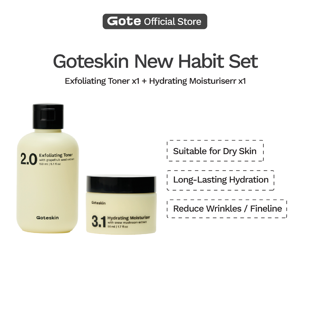 Gote New Habit Set - Exfoliating Toner + Hydrating Moisturiser | Krim ...