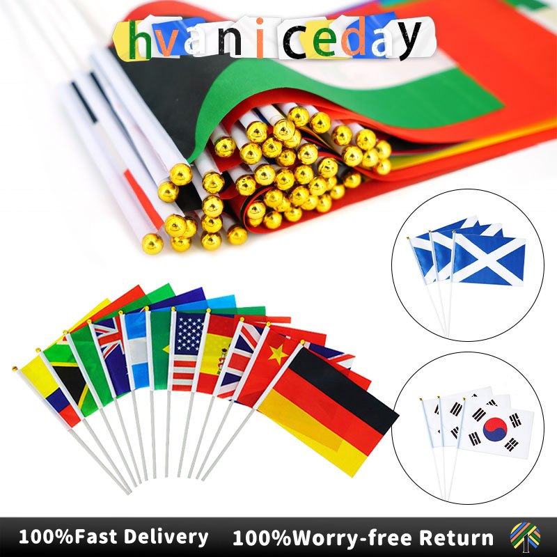 32 Countries Hand Held Flags with Poles 14x21cm World Cup Stick Flag ...