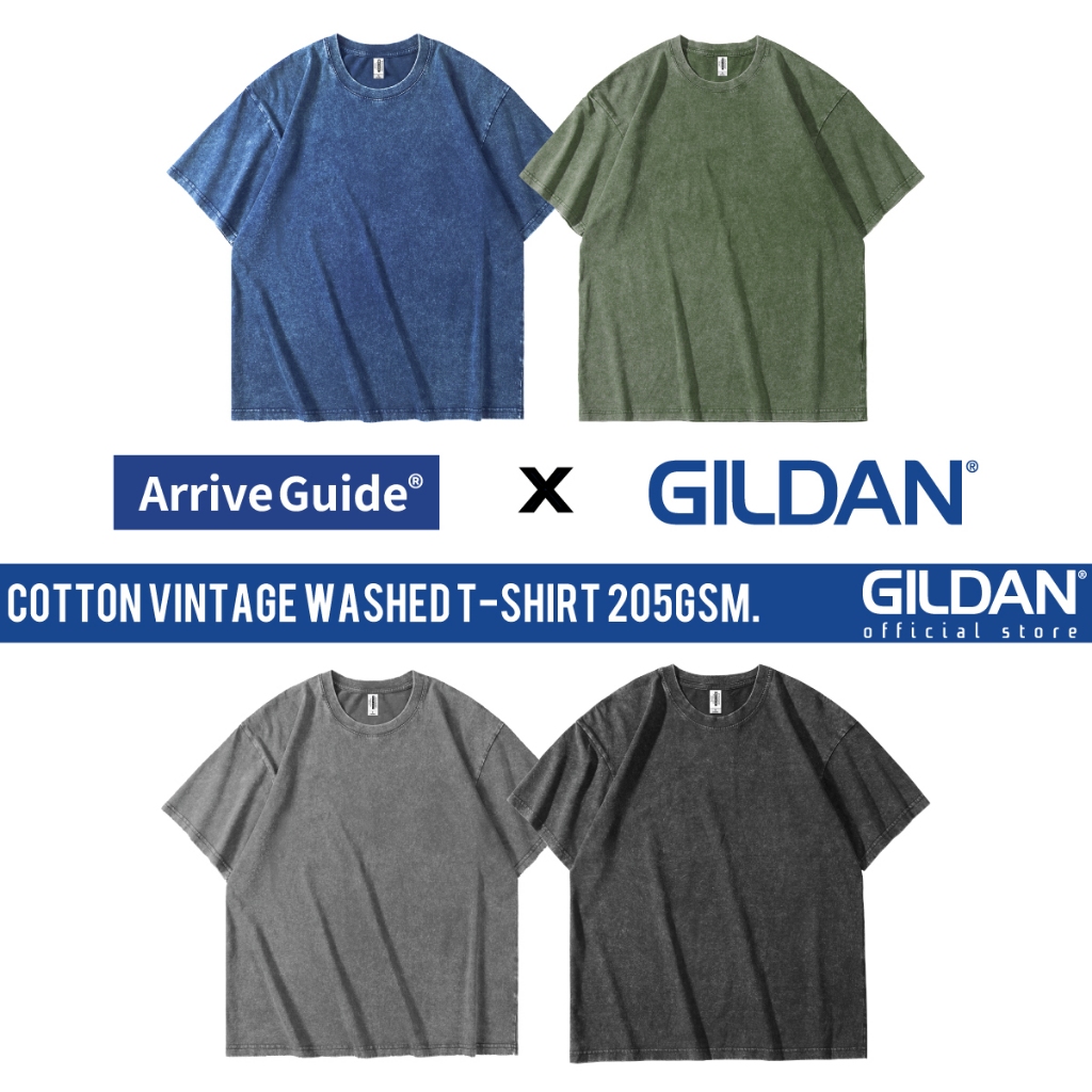 GILDAN x ARRIVE GUIDE Vintage Snowflake Washed Tee Unisex 205gsm Cotton ...