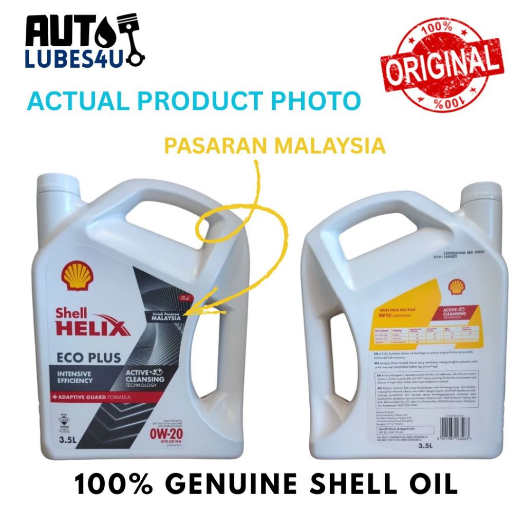 Shell Helix ECO 0W20 3.5L Fully Synthetic (FOC Sunshade + Filton Axia ...