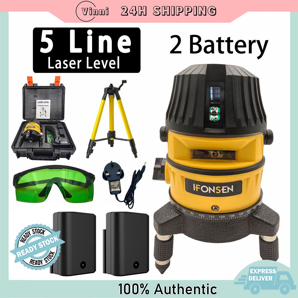 5 Lines 6 Point Adjustable Laser Level Promosi 360° Rotary Indoor ...