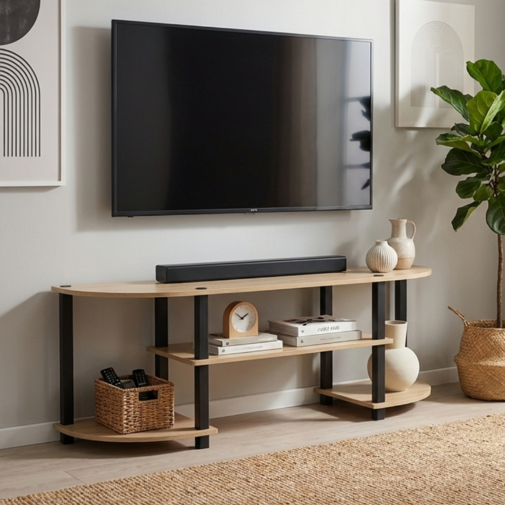 MUSE Design rack rak rak tv murah tv rak kayu 4ft Flexi pole TV Cabinet ...
