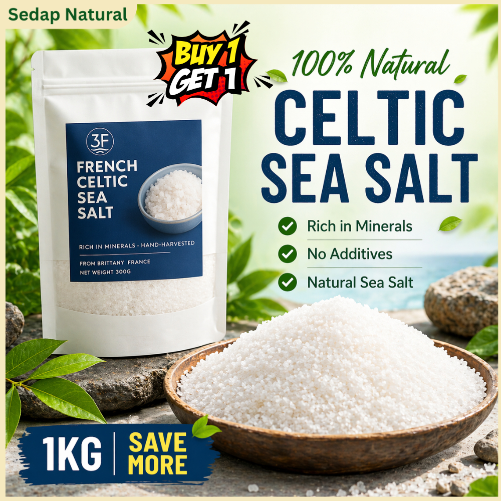 BUY 1 GET 1| Halal 1KG Sea Salt French Celtic Fine Grain | Natural ...