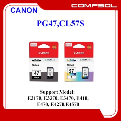 Canon PG47 Black 15ML+ CL57S Ink 8.7ML Colour Support Model: E3170 ...