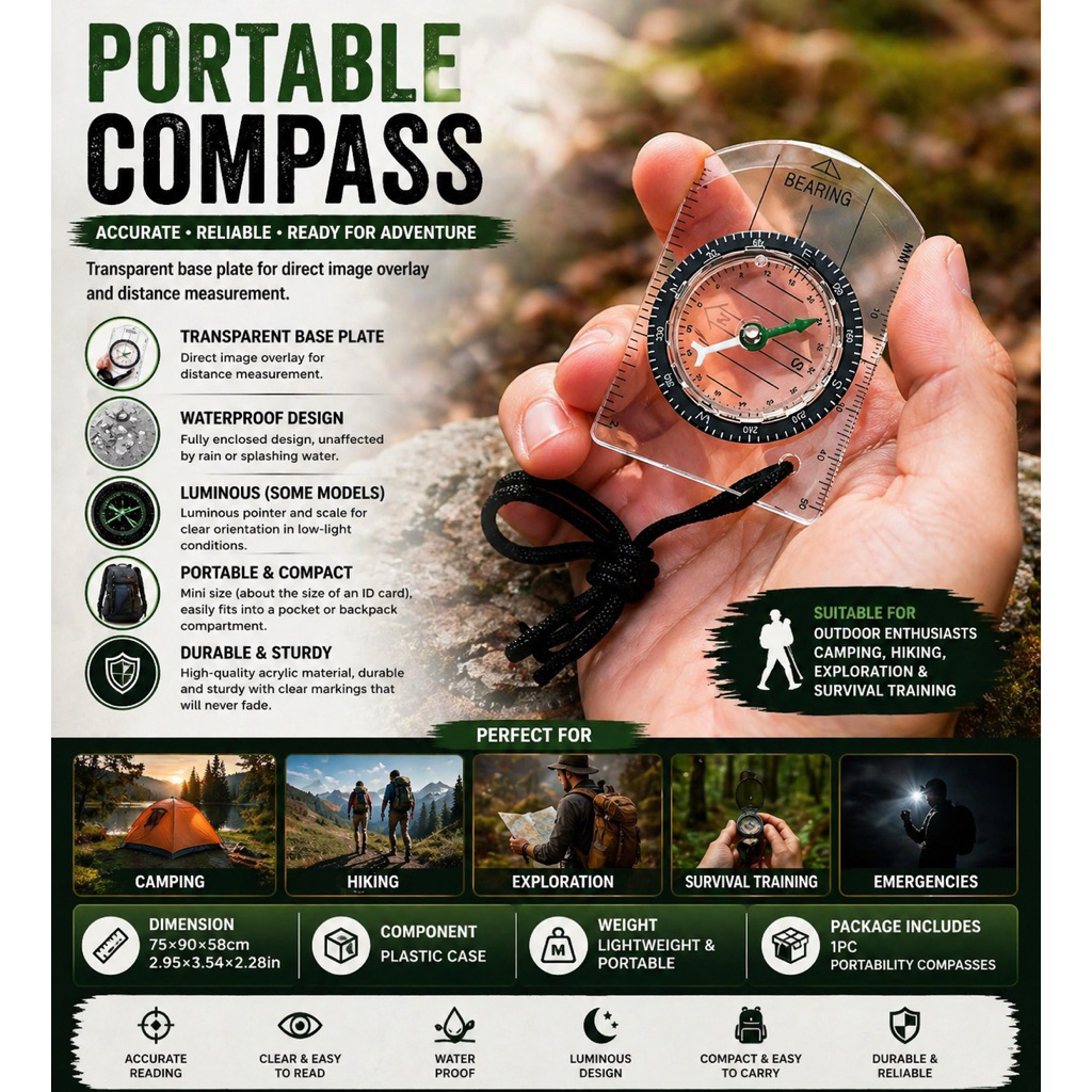 Portable Mini Thumb Compass Navigation Scale Ruler Multifunction ...