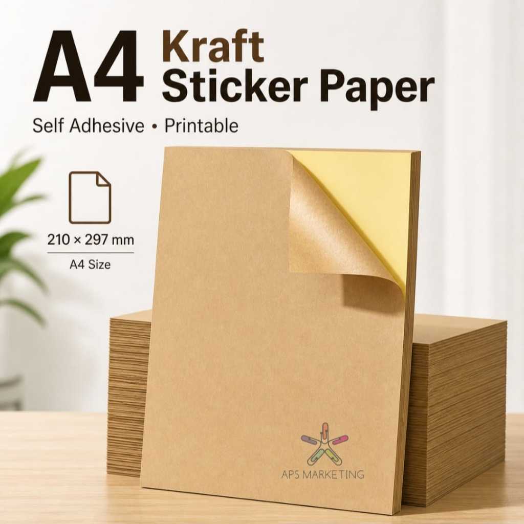 A4 BROWN KRAFT STICKER 100 SHEETS / A4 KERTAS PELEKAT COKLAT /BROWN ...