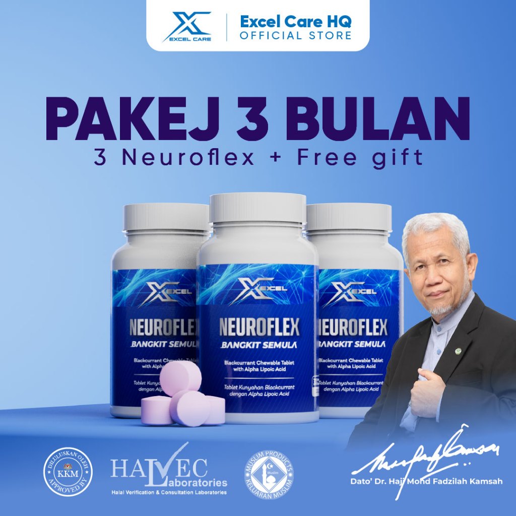 [PAKEJ 3 BULAN] NEUROFLEX 1000mg 60s (Supplement Saraf Untuk Masalah ...