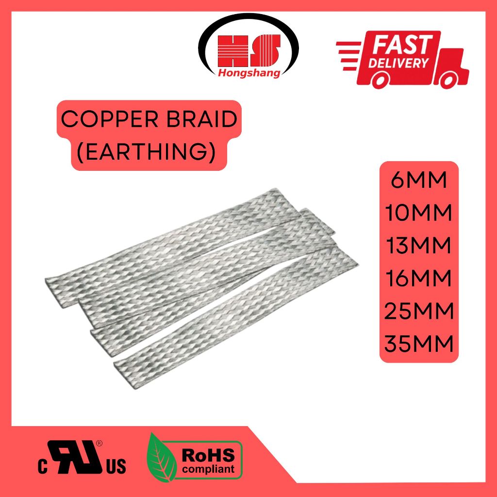 HONGSHANG Copper Braid (Tinned) 6mm² ~ 35mm², 1 Meter = 1 Unit | Shopee ...