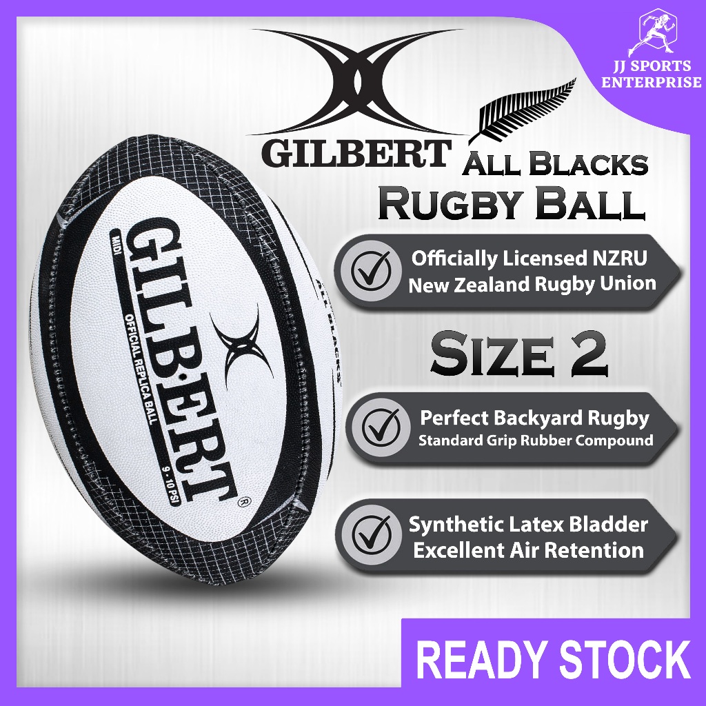 Gilbert All Blacks Midi Rugby Ball (Size 2) Bola Ragbi All Black ...