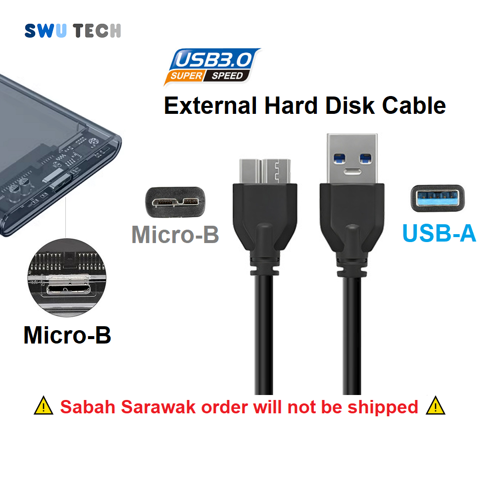 USB 3.0 External Hard Disk Cable (Micro-B to USB-A, Micro-B to Type-C ...