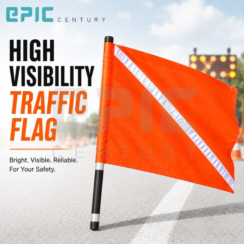 High Visibility Traffic Flag Reflective Safety Warning Flag Roadside ...