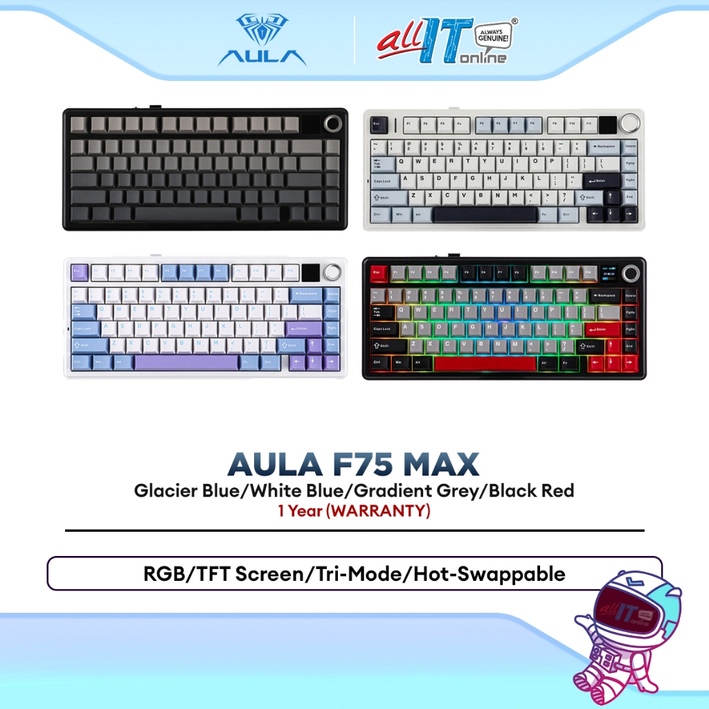 AULA F75 Max Wireless Mechanical Gaming Keyboard 75% Layout with TFT ...