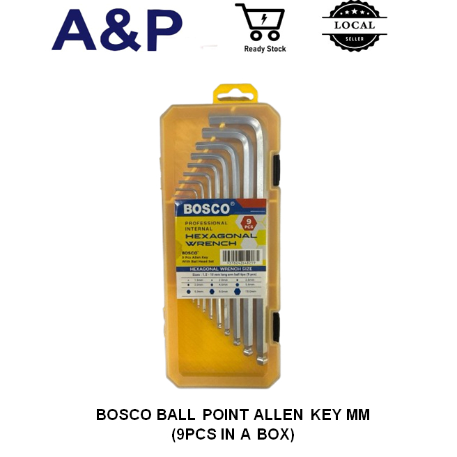BOSCO BALL POINT ALLEN KEY MM (9PCS IN A BOX) | Shopee Malaysia