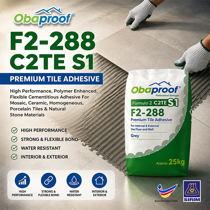 OBAPROOF F2-288 C2TE S1 Premium Tile Adhesive Flexible Polymer Cement ...