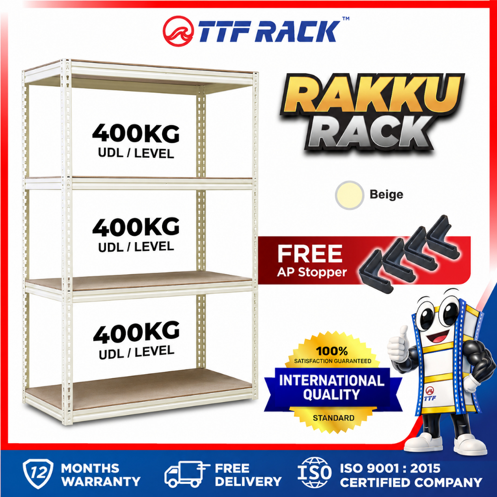 TTF Rack™ Rakku Rack 4 Levels Beige/ 4 Tier Beige Boltless Rack Shelf ...