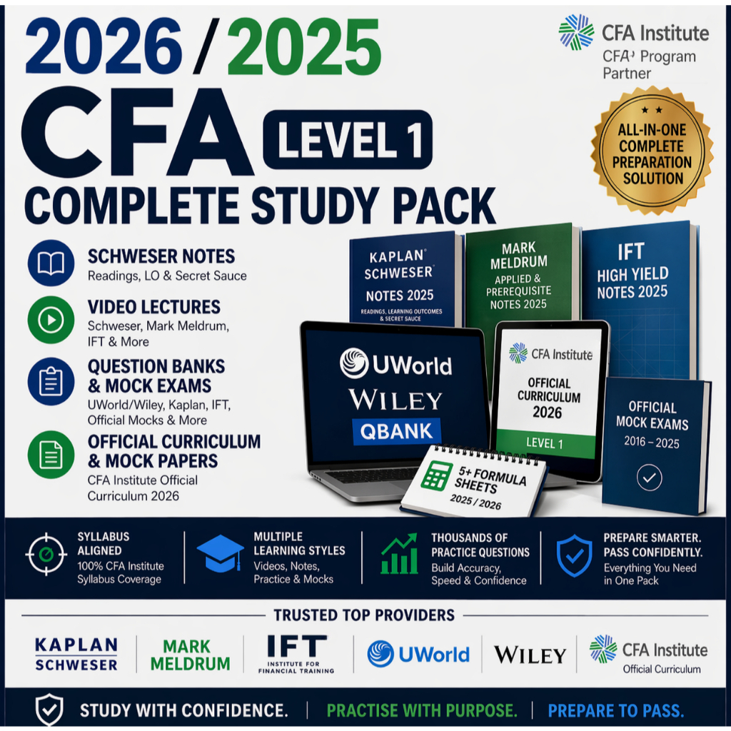 CFA Level 1 Comprehensive Study Pack 2026 | Schweser Note, IFT, Mark ...