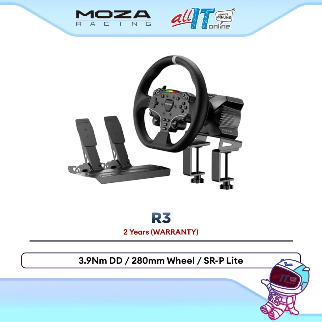MOZA R3 Racing Simulator Bundle for PC (RS074) 3.9Nm Racing Wheel and ...