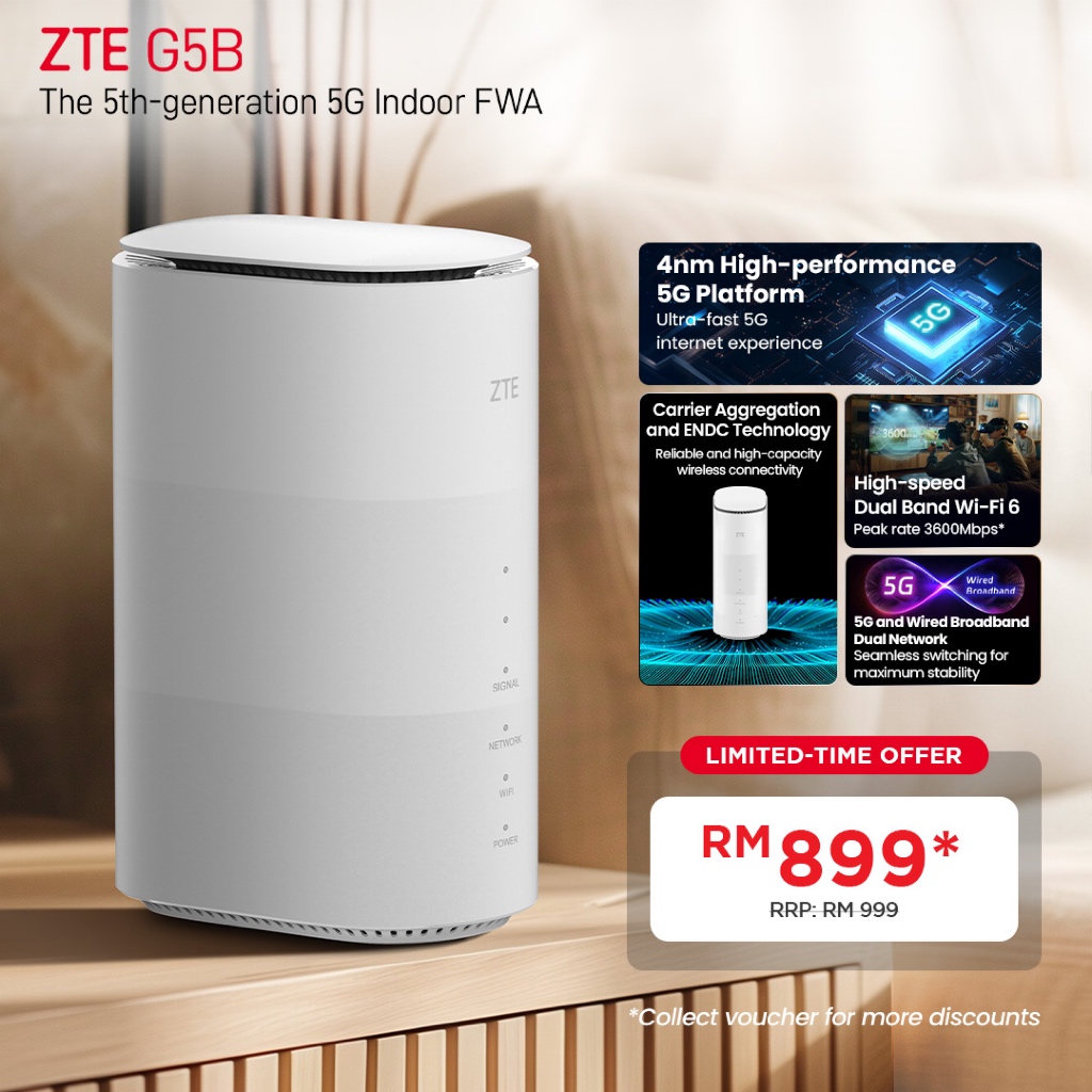 ZTE 5G Router G5B | WiFi 6 | SA/NSA Dual Mode | 5G CPE | Up to 3.6Gbps ...
