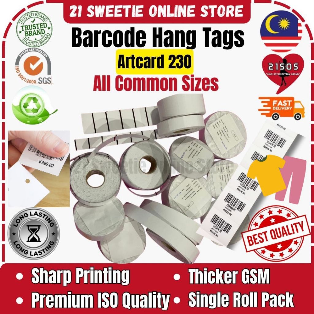 [ALL HANG TAGS] Blank Price Hang Tag Barcode Label Printing All Sizes ...