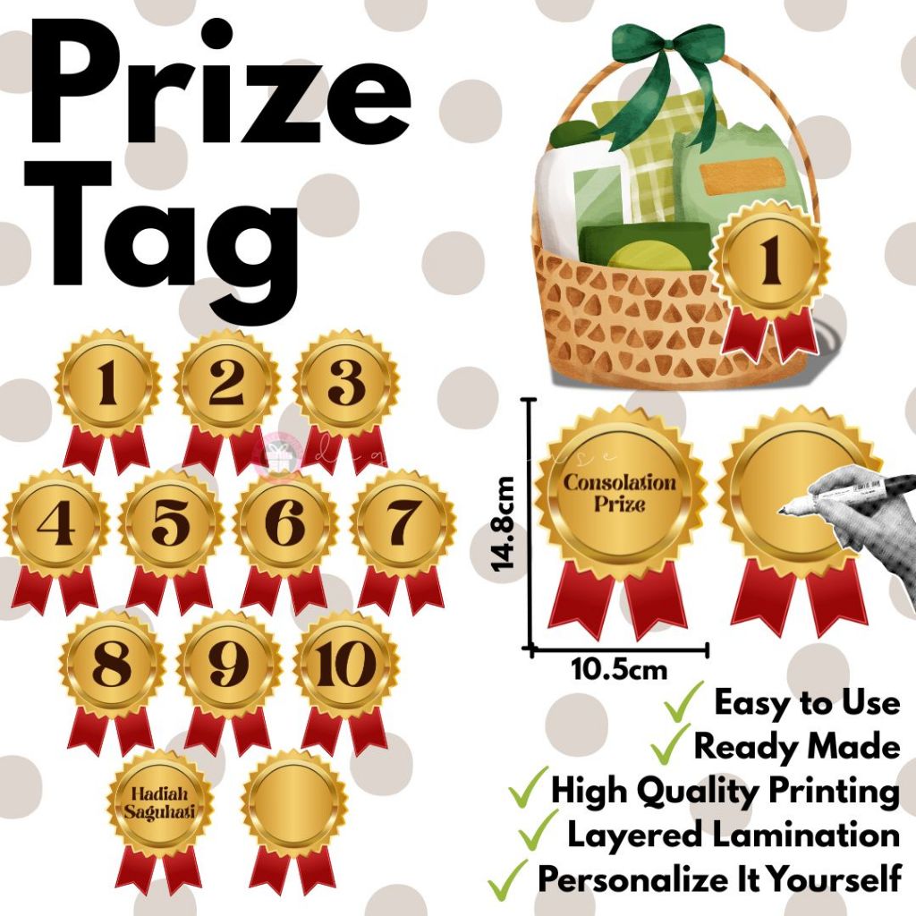Prize Tag Award Card | Nombor 1-10 | Hadiah Saguhati & Consolation ...