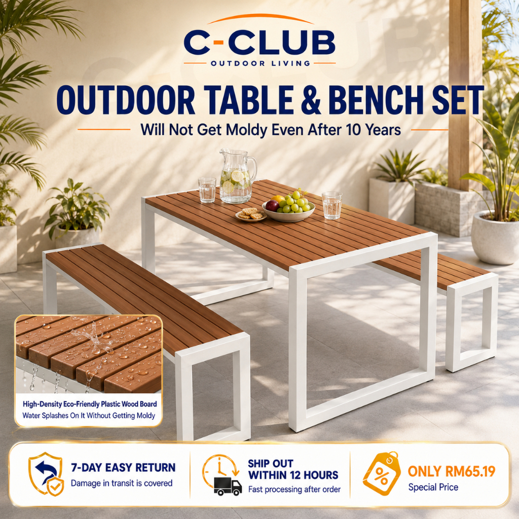 🔥Moisture-proof🔥Outdoor Dining long Terrace tables Set 4ft / 5ft Metal ...