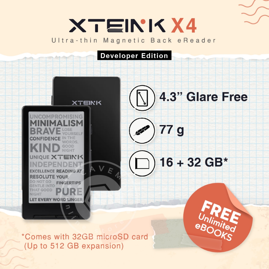 Xteink X4 (Global Firmware) - 16 GB + 4.3 Inch Pocket eReader ...