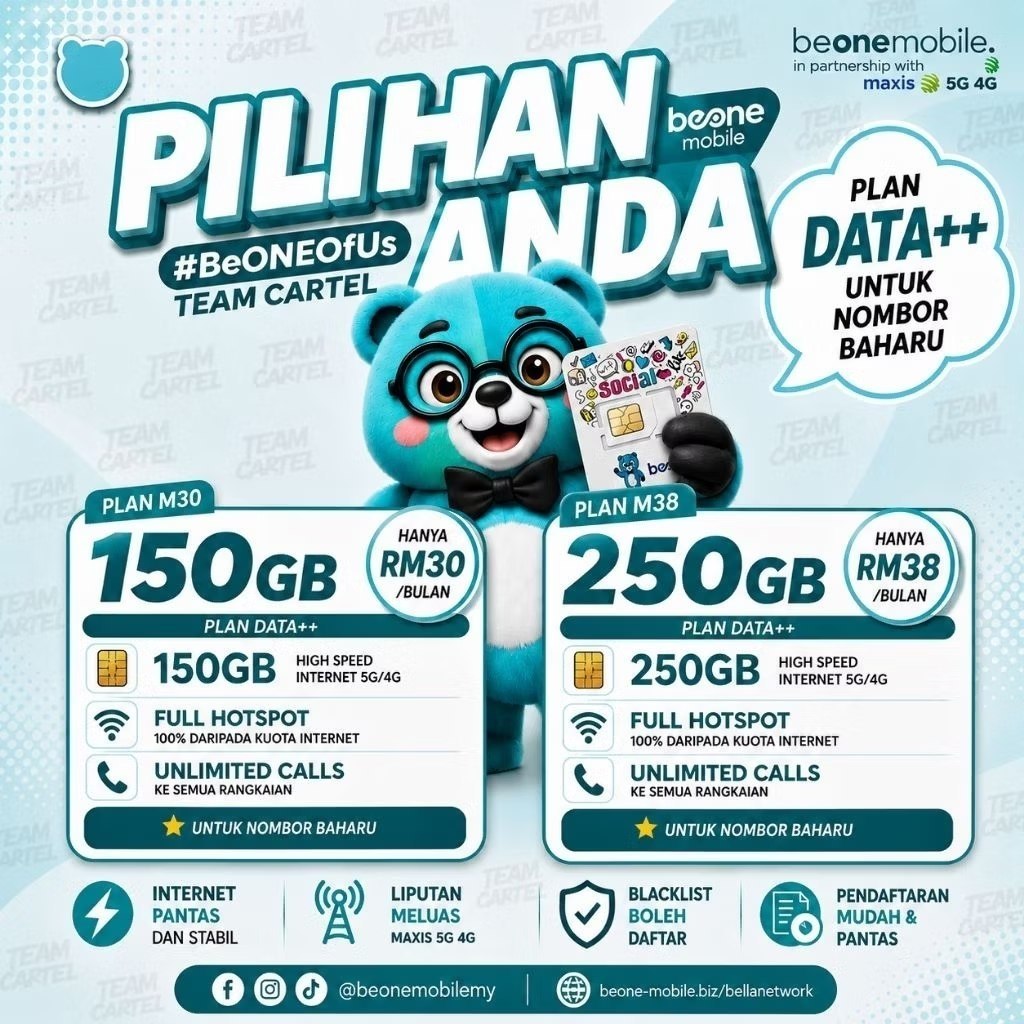 KAD SIM PRABAYAR BEONE MOBILE PREPAID TERBAHARU 5G/4G LIPUTAN MAXIS ...