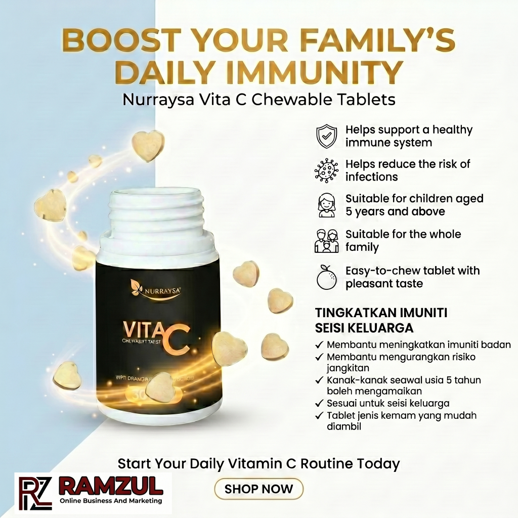Nurraysa Vita C Chewable Tablet – Vitamin C Kemam Untuk Satu Keluarga ...