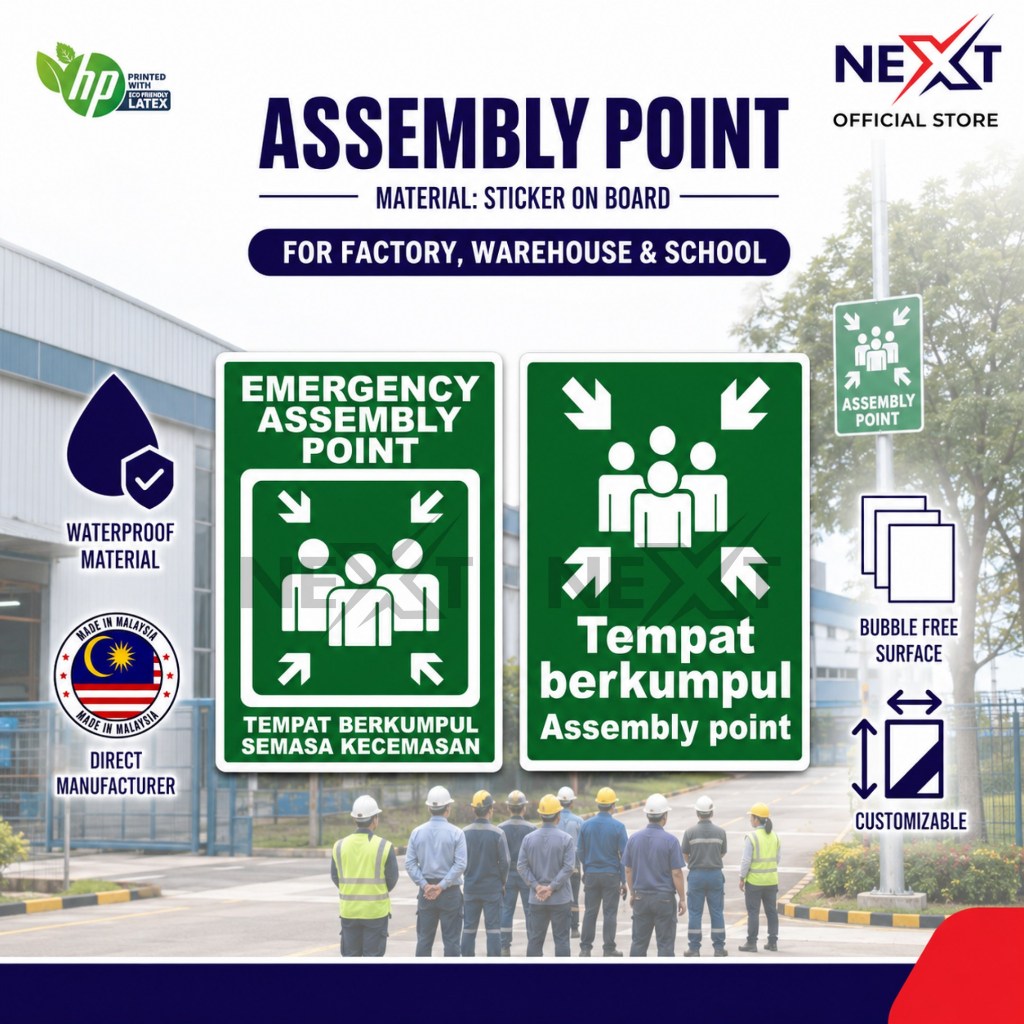 Emergency Assembly Point Signage | Sticker or Sticker on Board | Shopee ...