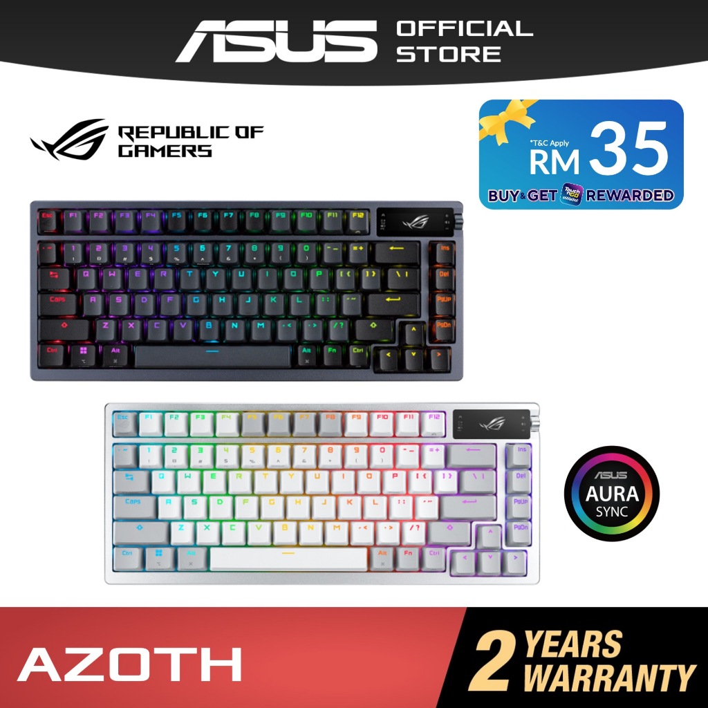 ASUS ROG Azoth Wireless Gaming Keyboard PBT Keycap Hot Swap Mechanical ...