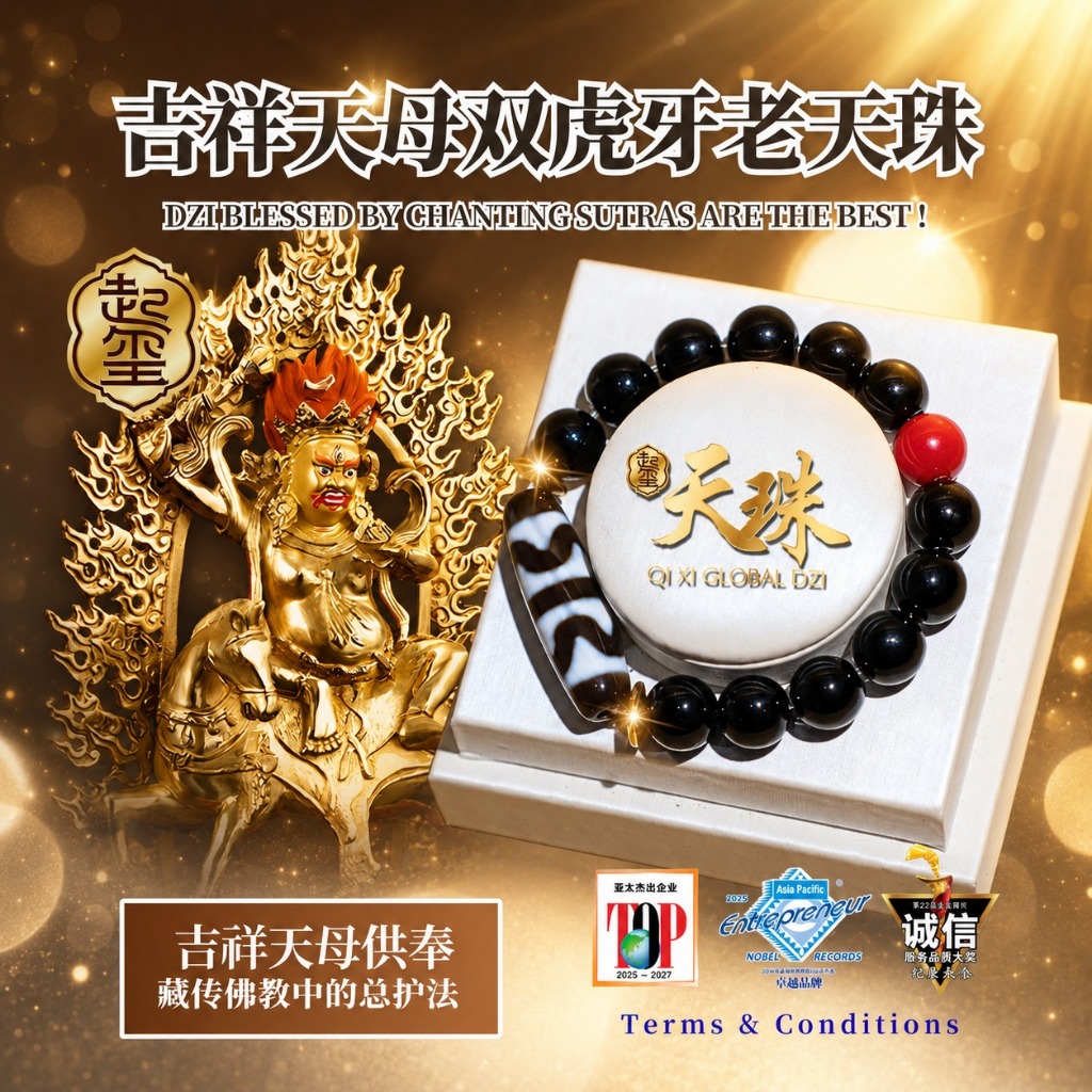 QI XI Global Dzi 起玺国际天珠】Palden Lhamo Double Tiger-Tooth