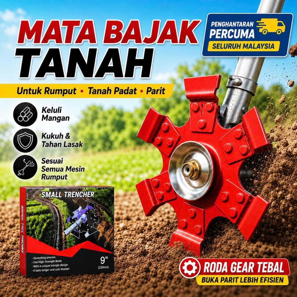 Mata Bajak Tanah & Potong Rumput Serbaguna – Buat Alur, Longgar Tanah ...