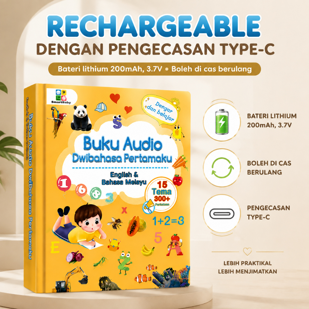 Buku Audio Interaktif Premium Rechargeable Type-C Dwibahasa Melayu ...