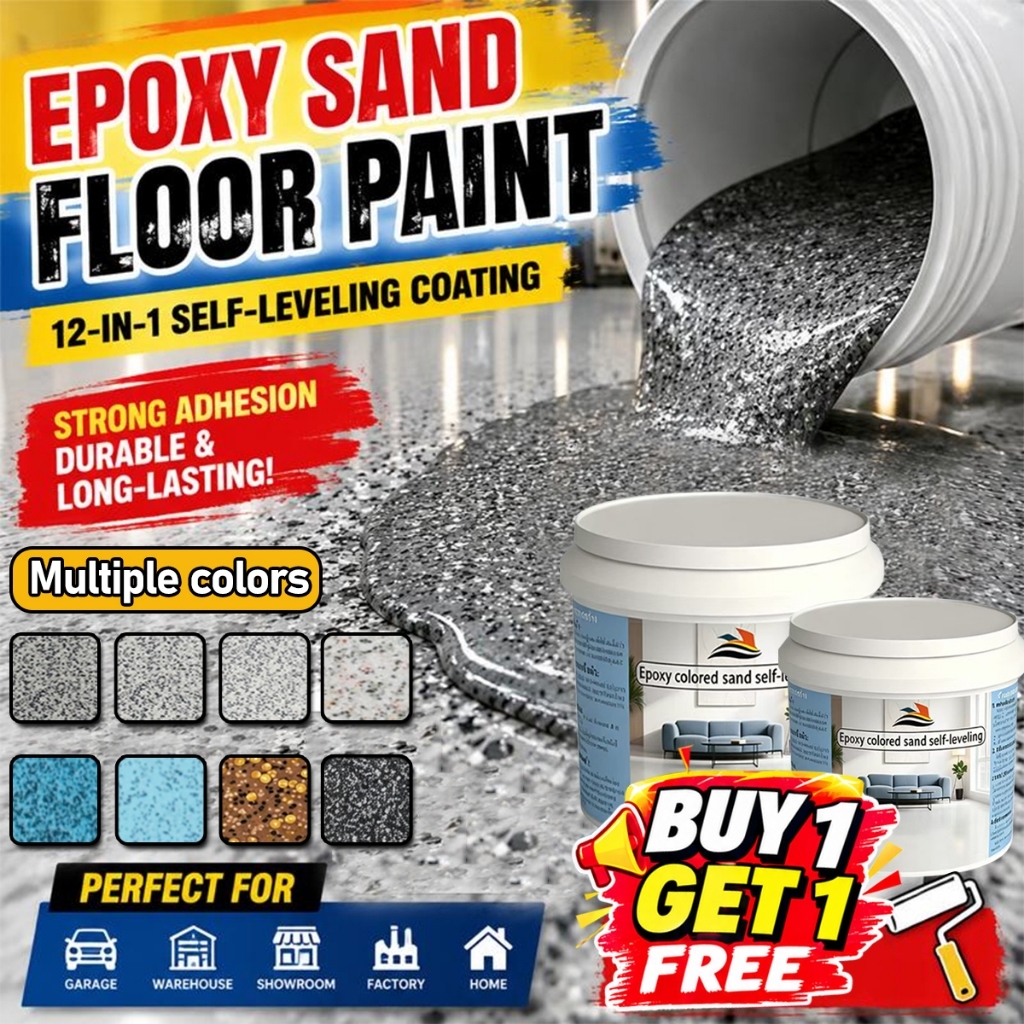 【BUY 1 FREE 1】10 in 1 Epoxy sand floor paint Super Wear cat lantai ...