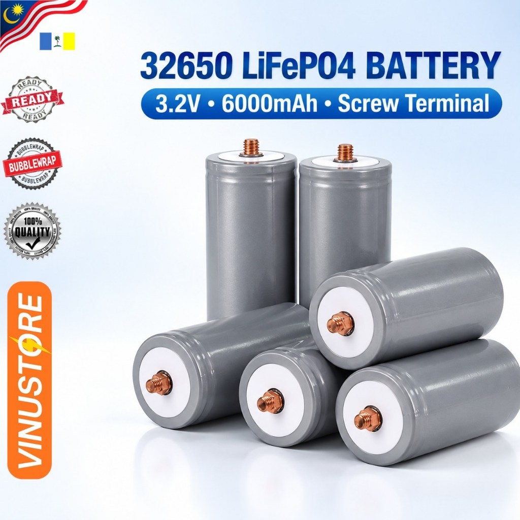 LiFePO4 32650 Battery 3.2V 6000mAh Rechargeable Cell with Screw ...