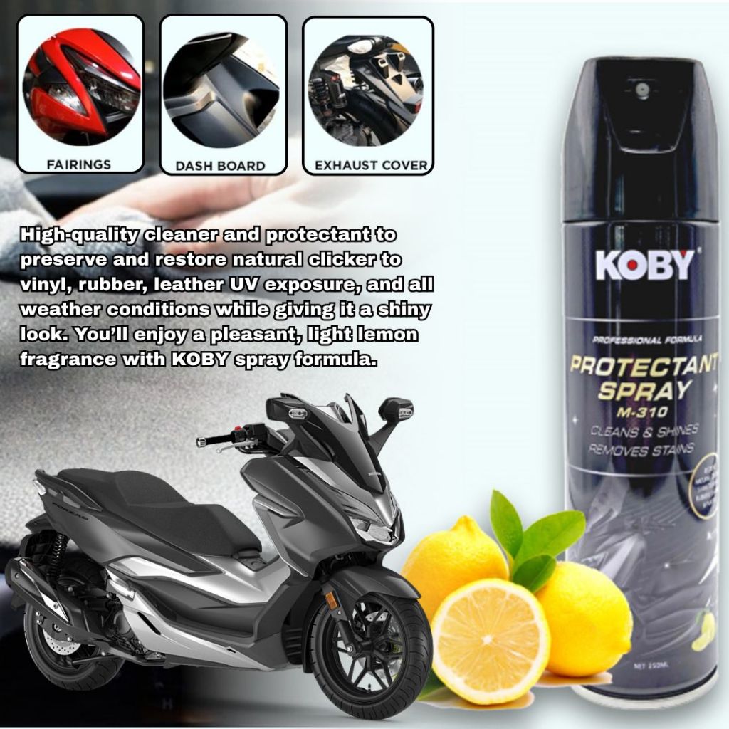 KOBY Protectant Spray Cleans & Shines Removes Stains 250ml | Shopee ...