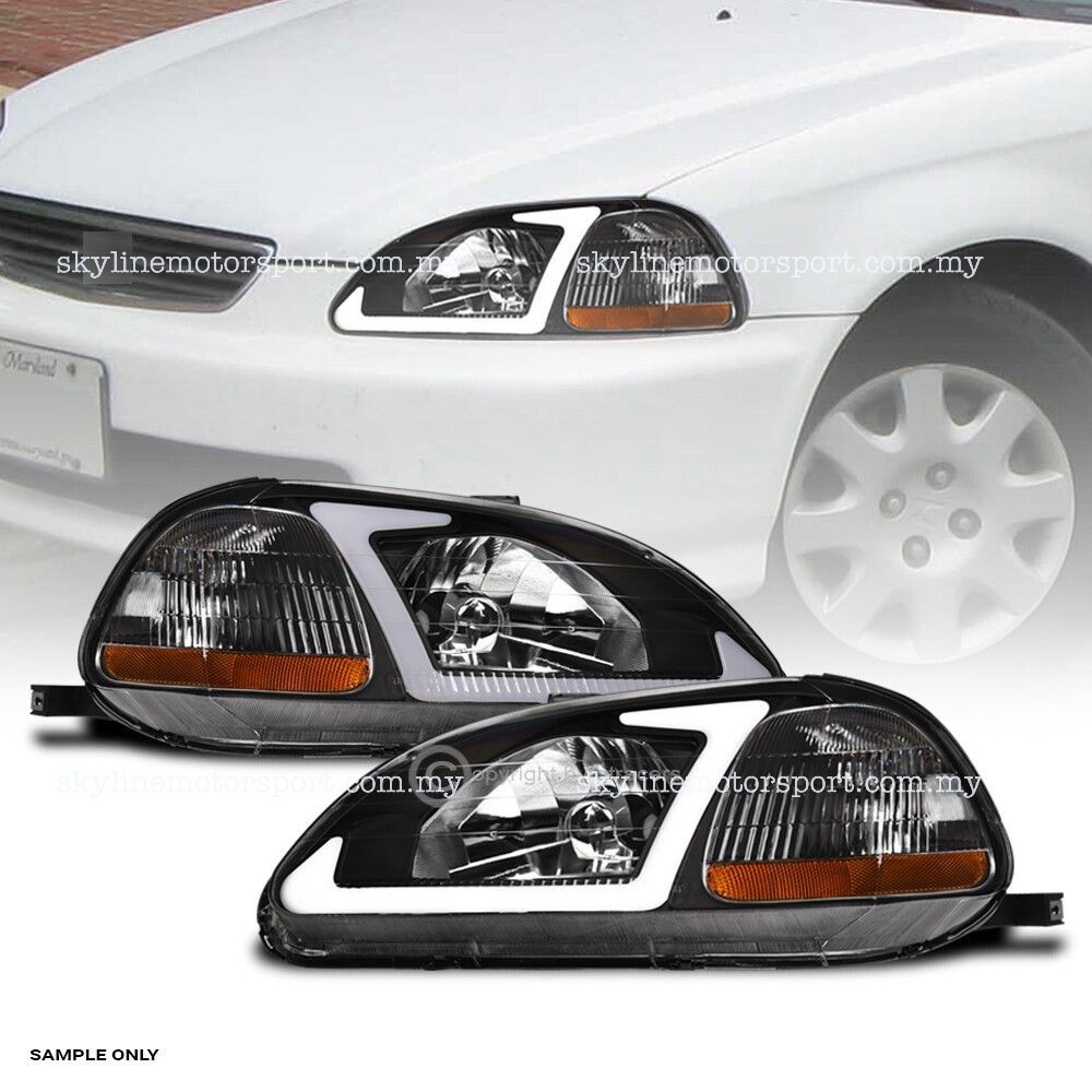 For 1999-2000 Honda Civic EK EJ EM LED DRL Headlights Lamps
