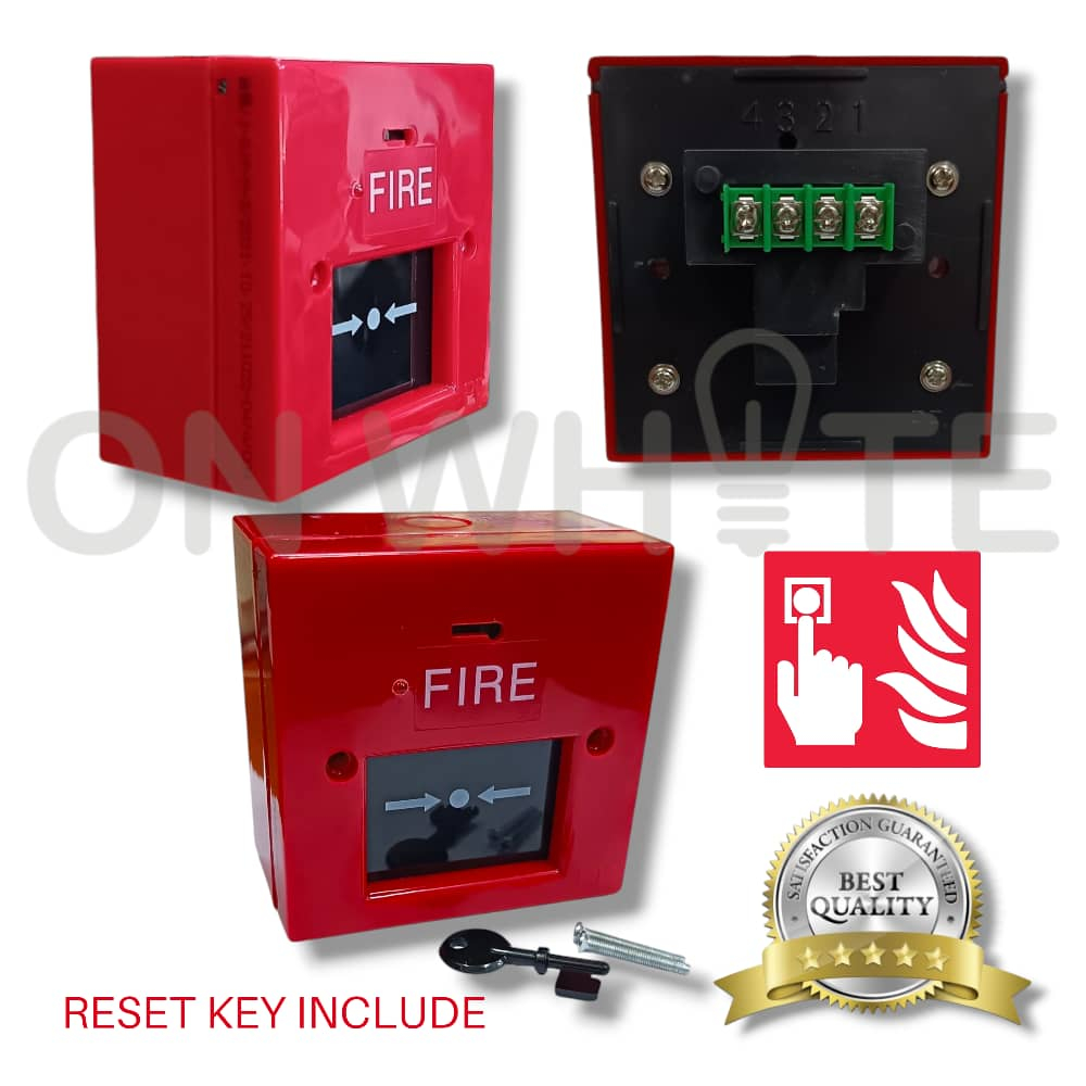 Fire alarm emergency button with reset Key 24V > Fire manual alarm ...