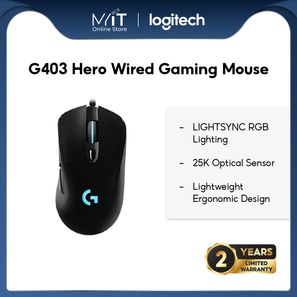 Logitech G403 Hero Wired Gaming Mouse/Hero 25K Sensor/25,600 DPI/RGB ...