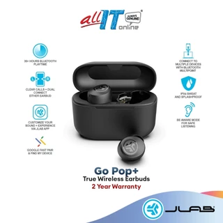 JLAB Go Pop+ True Wireless Earbuds | 35H+ LONG PLAYTIME | IPX4 SPLASHPROOF | GOOGLE FAST PAIR