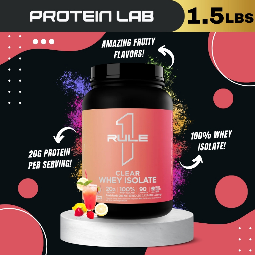 Rule 1 Clear Whey Isolate (1.5lbs) - Clear & Refreshing Protein Powder ...