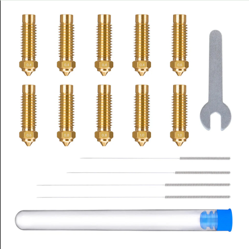 Elegoo Spare Parts Multi-size brass nozzle pack (4pcs 0.4mm, 2pcs 0.6mm, 2pcs 0.8mm, 2pcs 1mm) - [Neptune 4 Plus/4 Max]