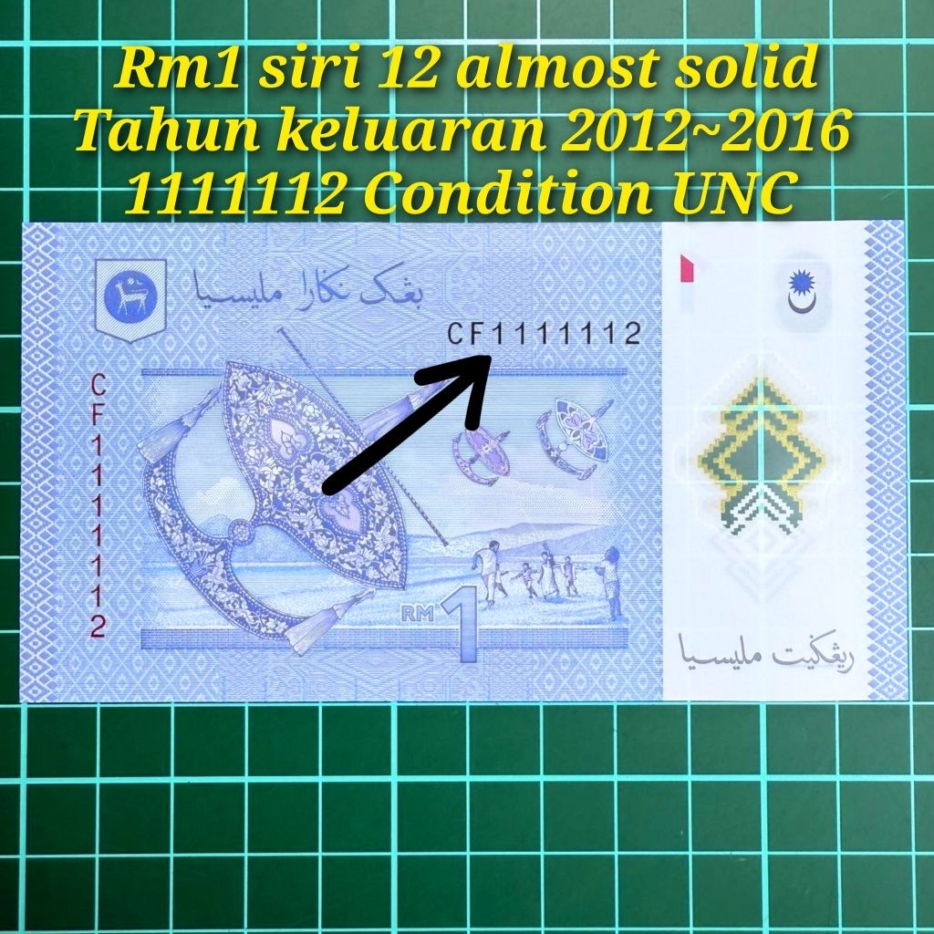 A622 rm1 siri 12 almost solid 1111112 duit nombor siri cantik duit ...