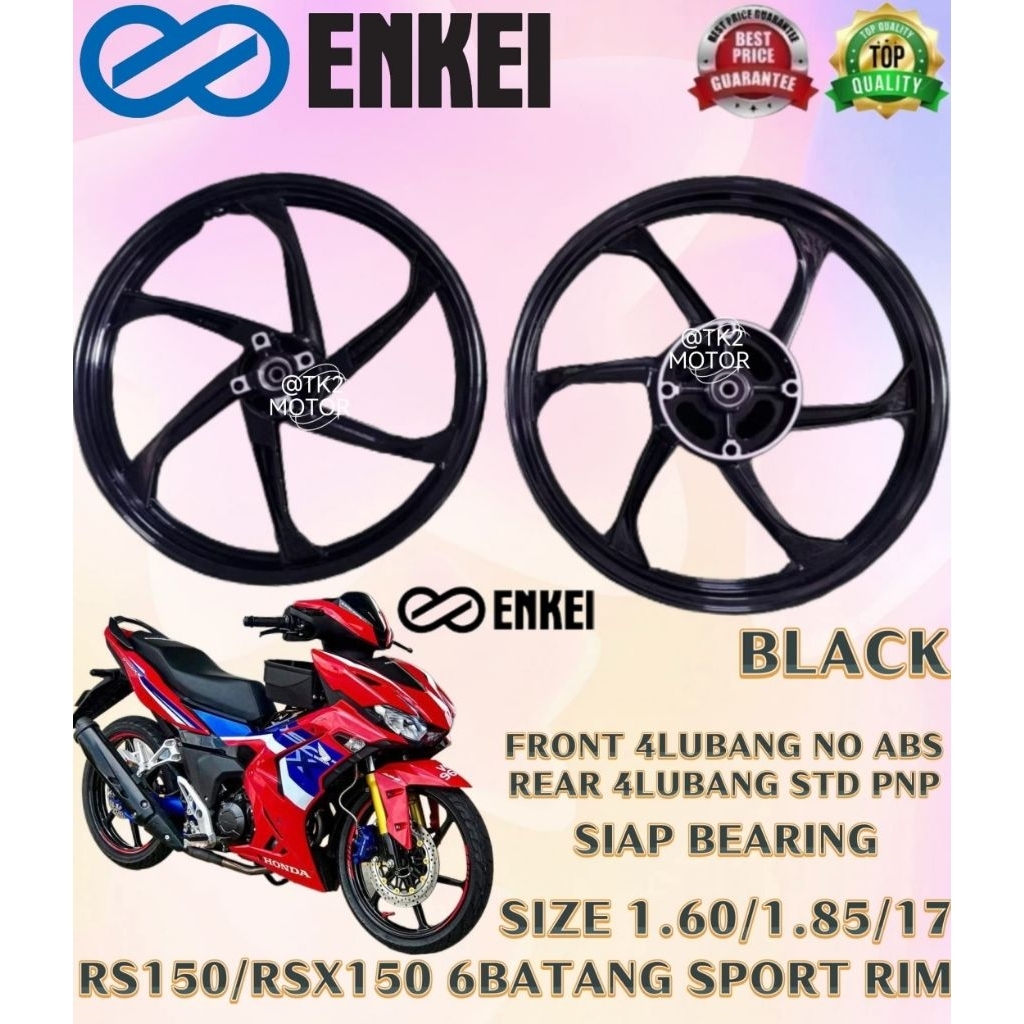 HONDA RS150/ RSX150 ENKEI SPORT RIM 6 BATANG COLOUR BLACK 1.60/1.85/17 ...