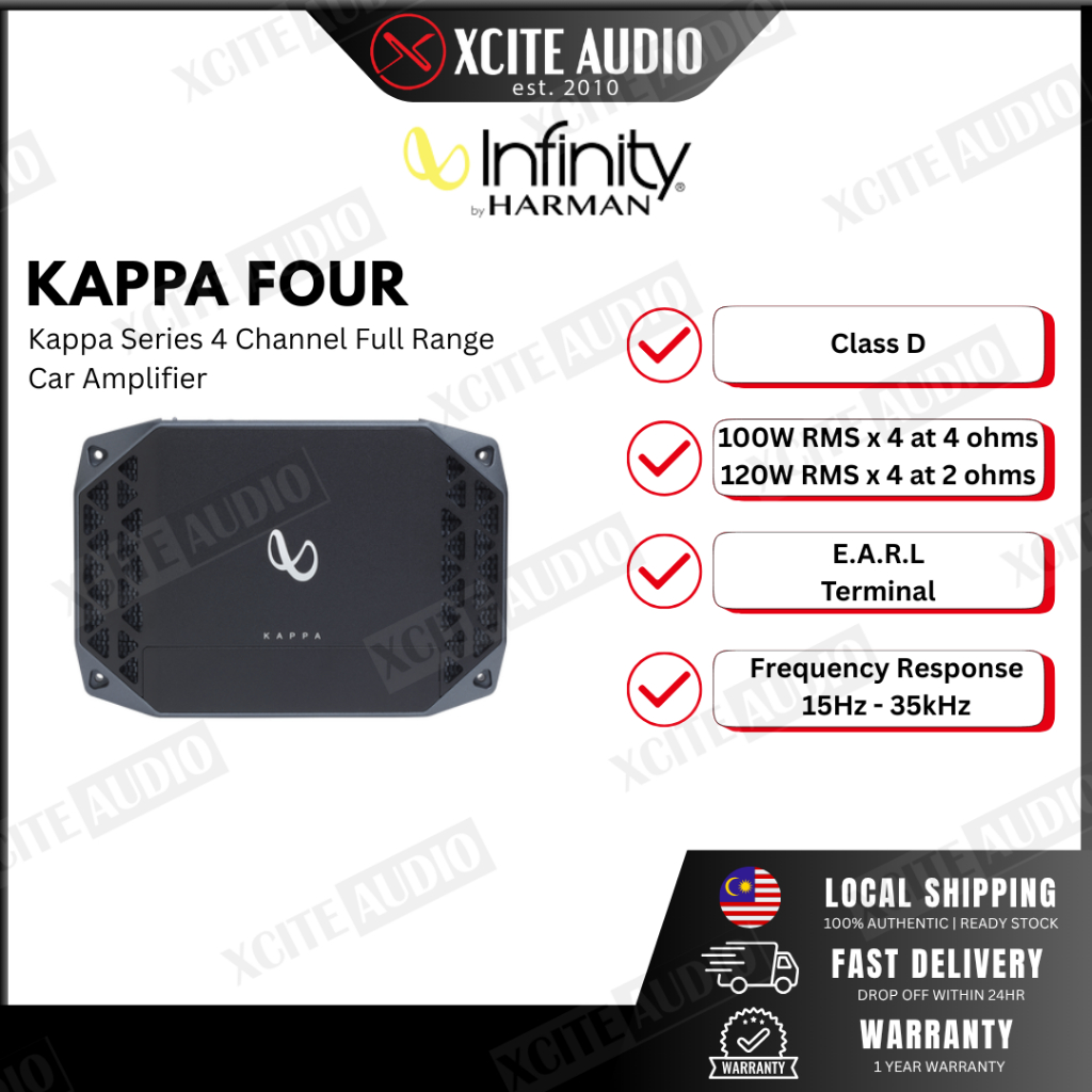 Infinity Kappa Four - Class D - 4 Channel Full Range car amplifier ...