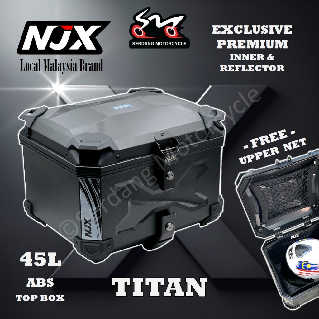 NJX TITAN 45L ABS Plastic Top Box Case Motorcycle Peti y15 y16 Rs150 ...