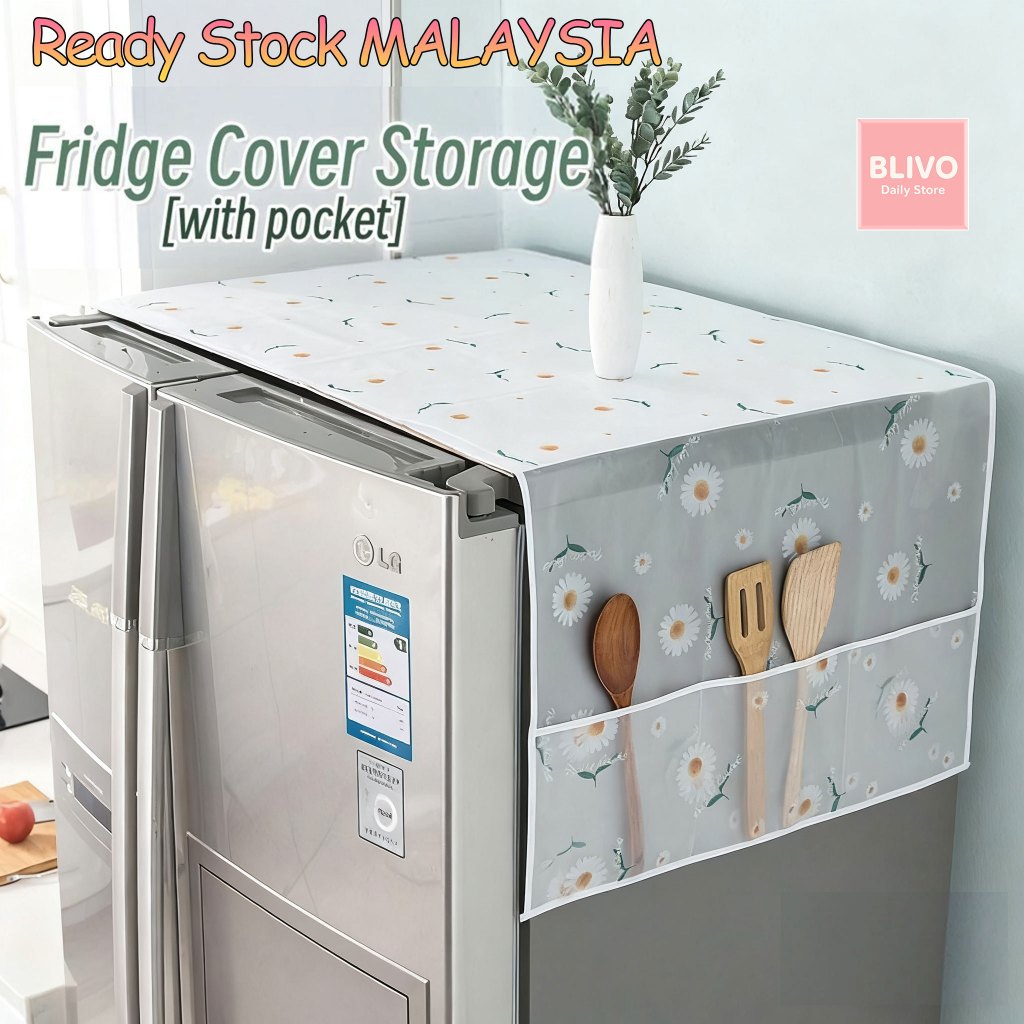 Refrigerator Cover Hanging Storage With Pockets Bag Waterproof Cover ...